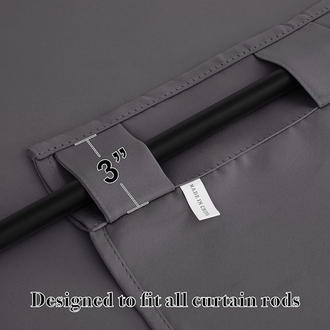 RYB HOME Blackout Grey Curtains - Image 2