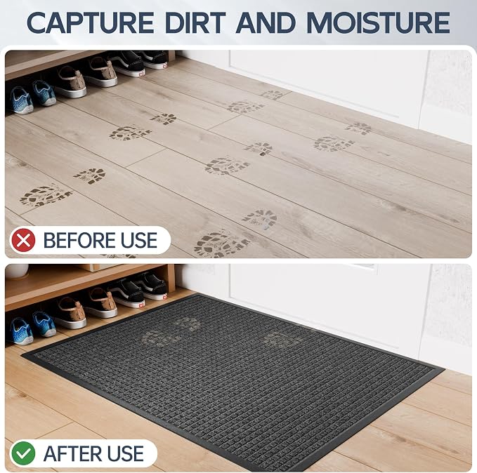 Amyracel Indoor Mat All Season Weather Outside Door Mats, Low Profile Doormat - Image 3