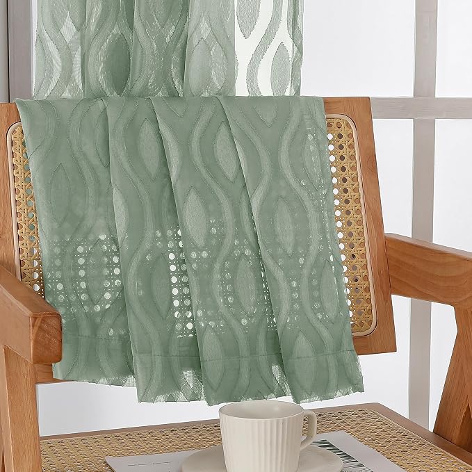 Aiyufeng Green Sheer Curtains 72 Inches Long 2 Panels Set, Lightweight Clip - Image 9