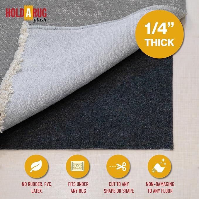 Hold-a-Rug Plush 8'6" Round Nonskid, Nonslip Rug Pad, Reversible Gripper - Image 2