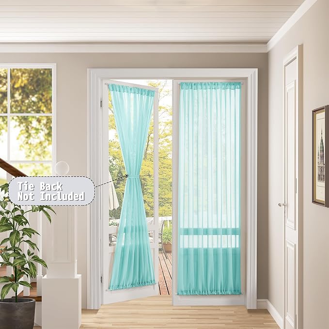 Tollpiz Sheer Curtains Closet Linen Textured Curtain Sheers Doorway Light - Image 2