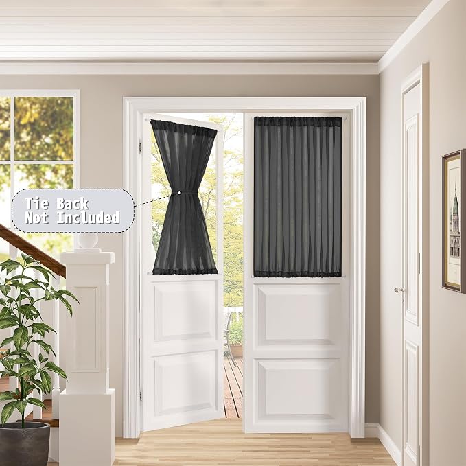Tollpiz Small Sheer Curtain Linen Textured Curtain Sheers Doorway Light - Image 2