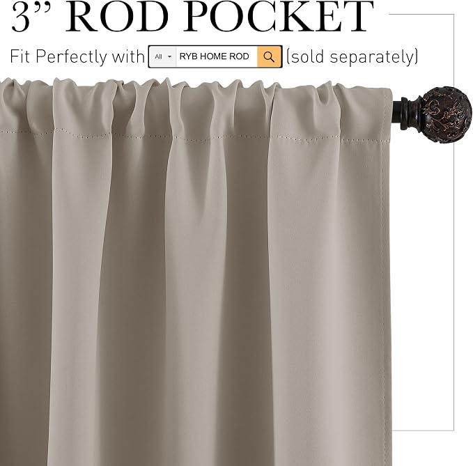 RYB HOME Room Darkening Curtains - Image 2