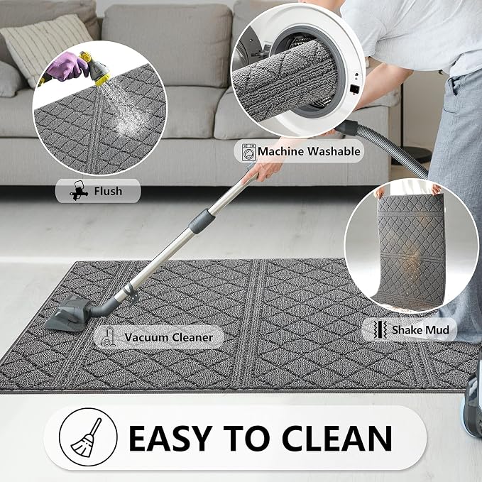 REFETONE Indoor Doormat, Front Back Door Mat 36"x59" Absorbent Rubber Backing - Image 6