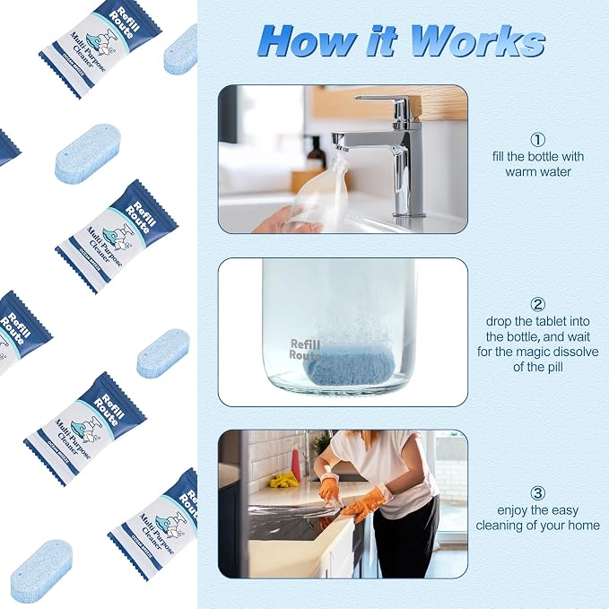 Multi-surface Cleaner Kit, Bathroom Cleaner Spray Tablets & Spray Bottle All - Image 7
