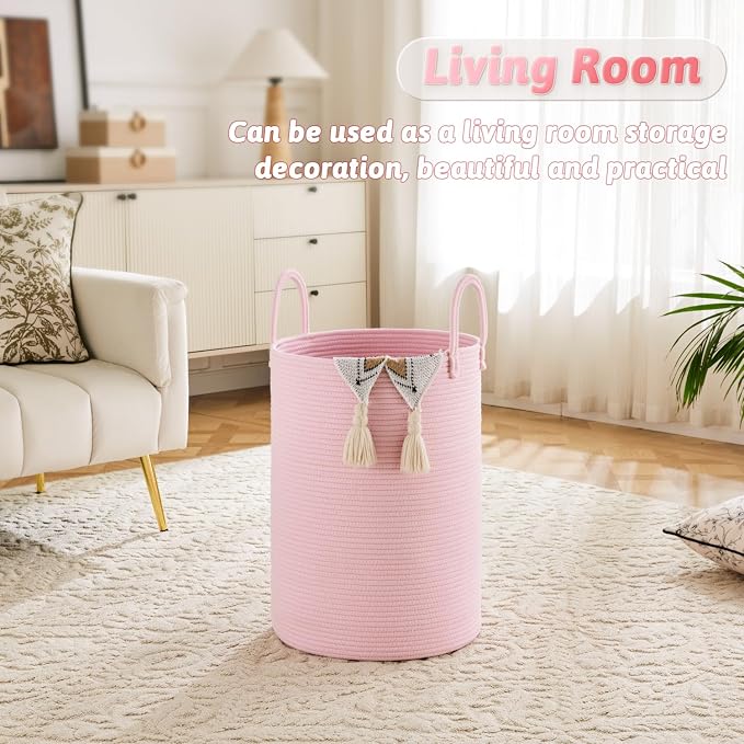 Laundry Basket, Woven Cotton Rope Laundry Hamper, 100L - Image 2