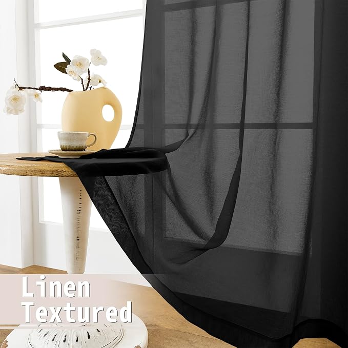 Tollpiz Sheer Curtain Closet Linen Textured Curtain Sheers Doorway Light - Image 4