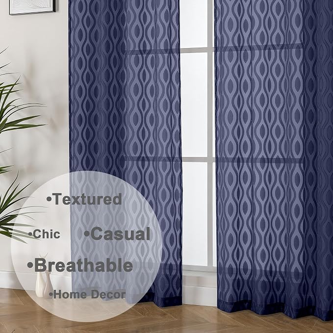 Aiyufeng Navy Blue Curtains 72 Inches Long 2 Panels Set, Elegant Light - Image 8