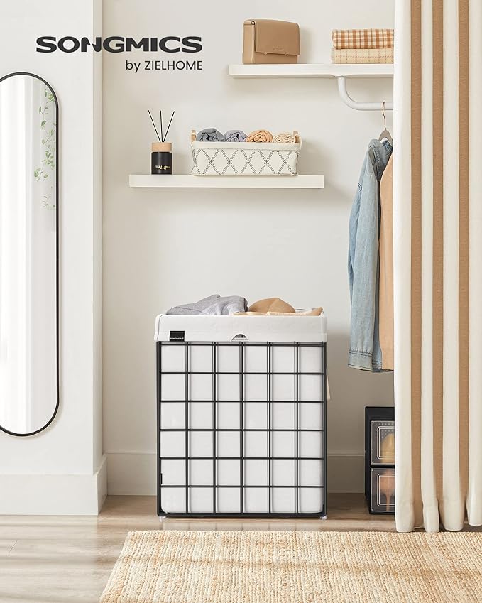 SONGMICS Laundry Hamper, 23.8 Gal. Laundry Basket, Collapsible Clothes Hamper - Image 2