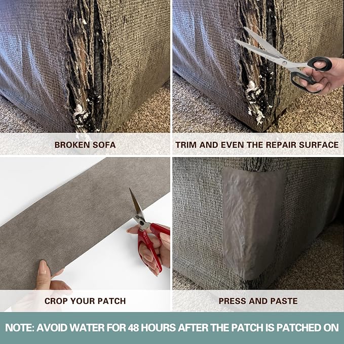 Azobur Sofa Fabric Repair Patch, Oversized Microfiber Patch, Self-Adhesive - Image 4