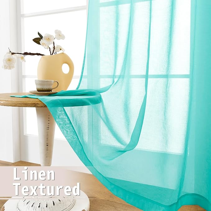 Tollpiz Sheer Door Curtain Closet Linen Textured Curtains Sheer Doorway Light - Image 4