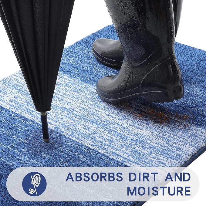 Kitinjoy Indoor Outdoor Door Mat, 47x20 Non-Slip Absorbent Dirt Trapper - Image 2