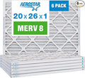 Aerostar 20x26x1 MERV 8 Pleated Air Filter, AC Furnace Air Filter, 6 Pack by AirFiltersDelivered