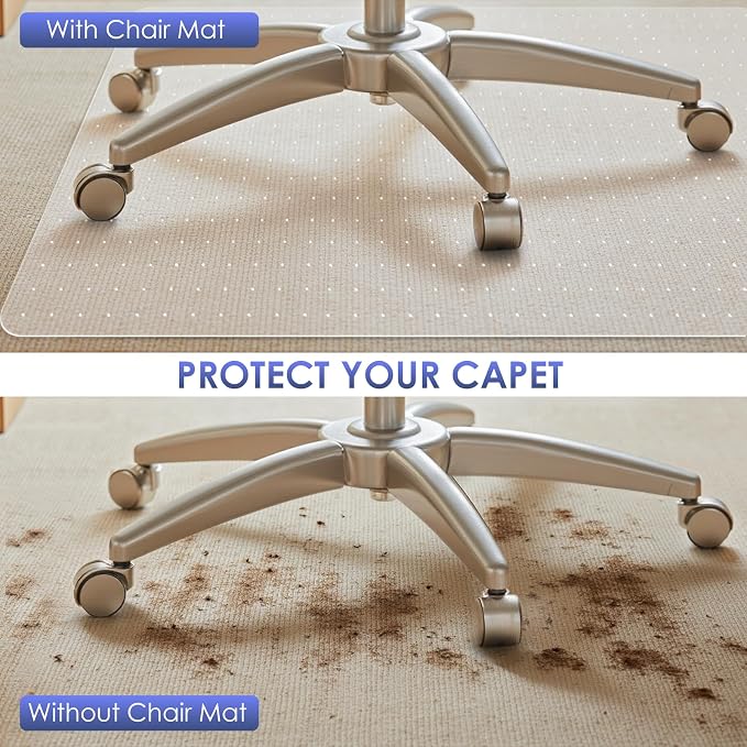 Kuyal Office Chair Mat for Carpet, 46x55 Clear Heavy Duty Computer Chair Mat - Image 4