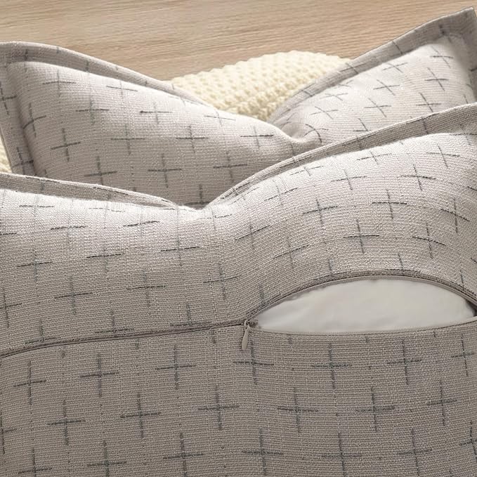 ZWJD Pillow Covers 18x18 Set of 2 Soft Polyester Textured Pillow Covers - Image 3
