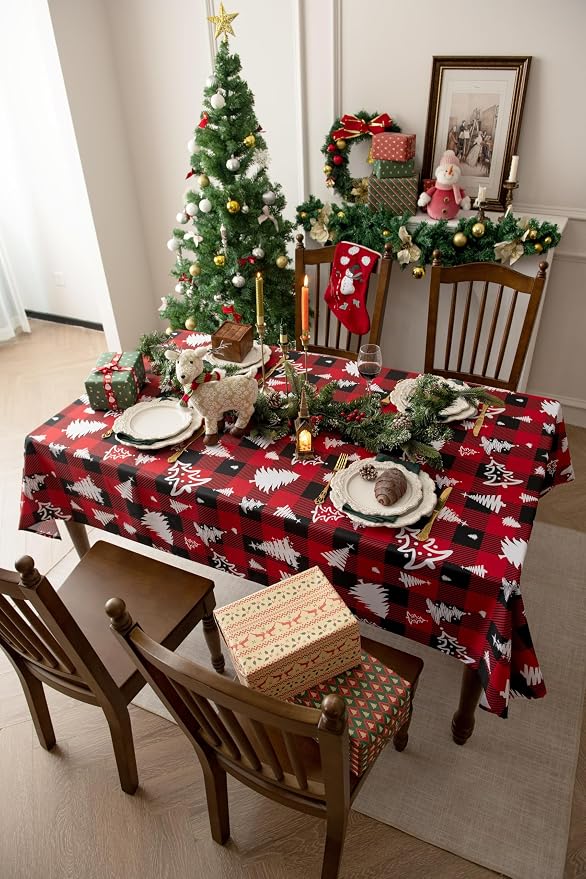 Gingham Xmas Tablecloth Fabric - Image 2