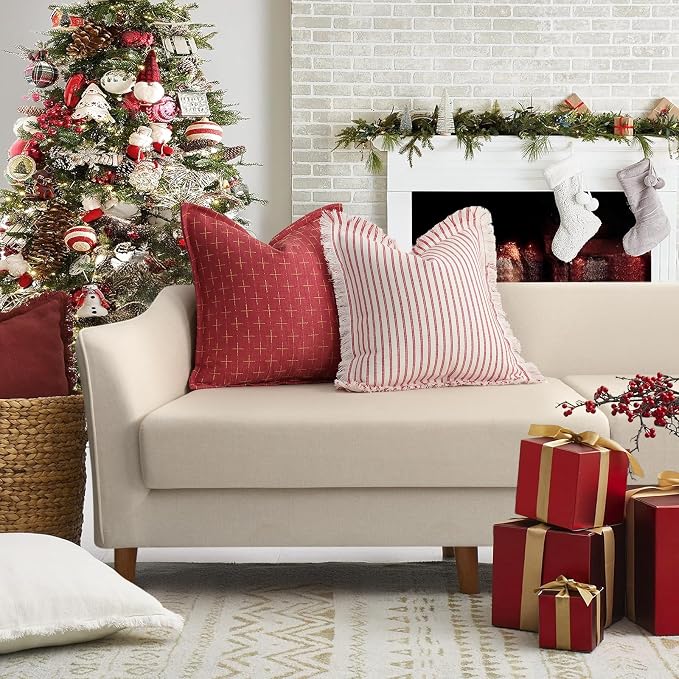 ZWJD Christmas Pillow Covers 22x22 Set of 2 Soft Polyester Textured Pillows - Image 5