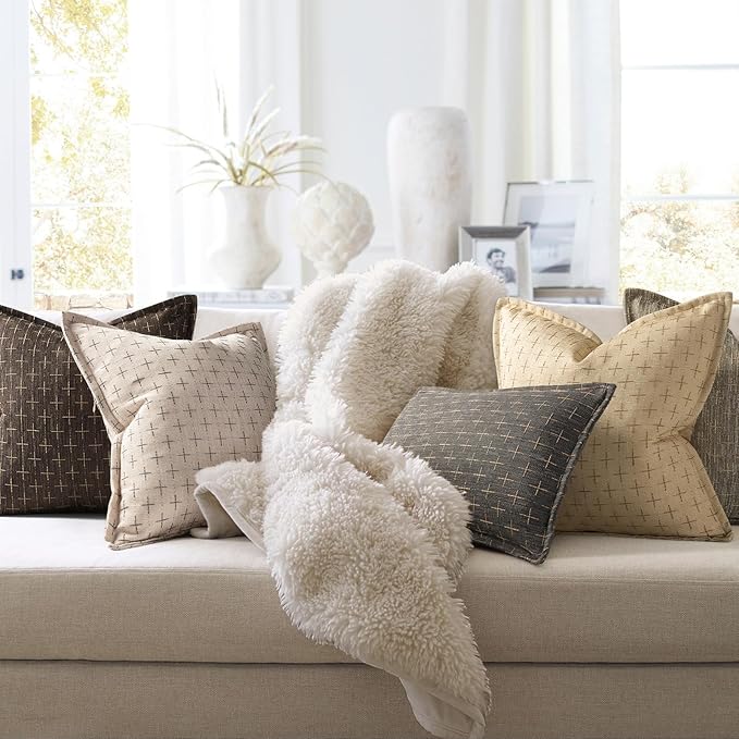 ZWJD Pillow Covers 24x24 Set of 2 Soft Polyester Textured Pillow Covers - Image 6