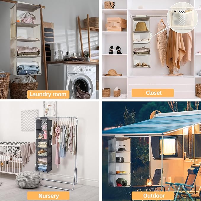 2 Packs Hanging Closet Organizer Storage, 4-Shelf Hanging Shelves - Image 6