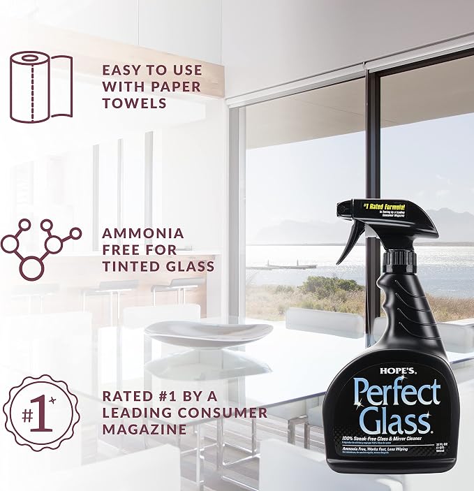 HOPE'S Perfect Glass Cleaner, Streak-Free, Ammonia-Free Window, and Shower Door - Image 3