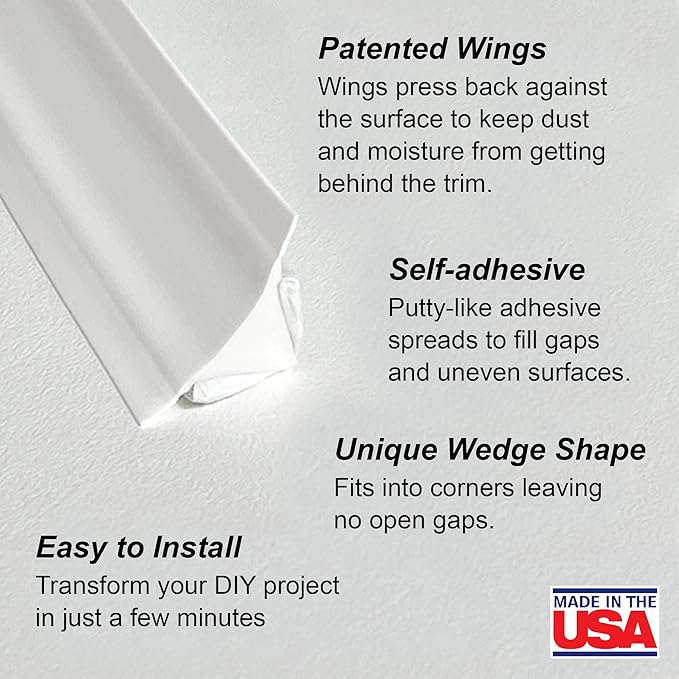 InstaTrim White New & Improved Caulk Trim, 3/4" by 10 ft, Waterproof - Image 2