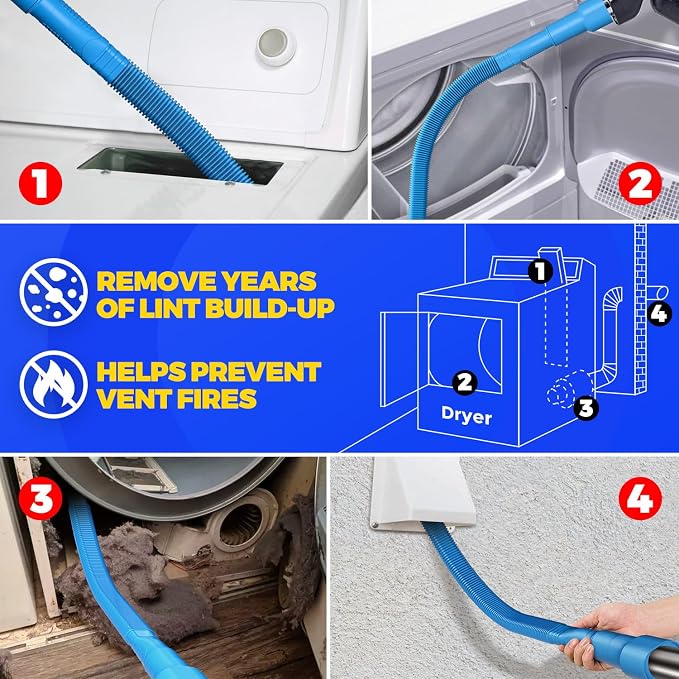 Holikme Dryer Vent Cleaner Kit Dryer Cleaning Tool Include Dryer Vent Brush - Image 3
