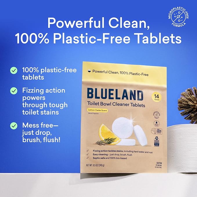 BLUELAND Toilet Bowl Cleaner Tablets, Starter Set, Lemon Cedar, Plastic-Free - Image 2