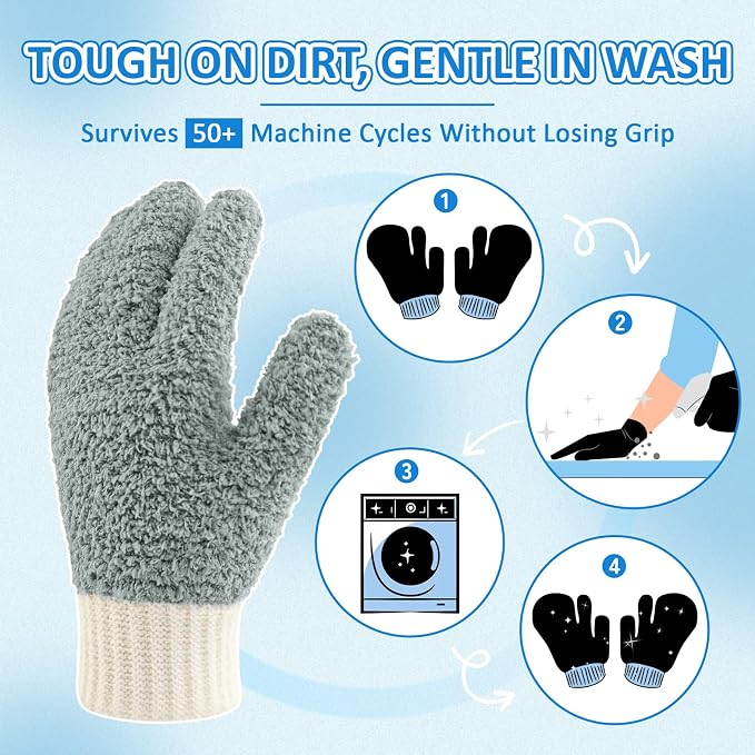 MIG4U Microfiber Dusting Gloves House Reusable Cleaning Glove - Image 3