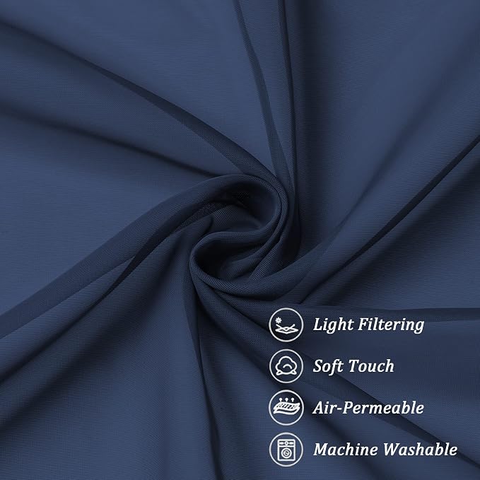 Chyhomenyc Sheer Curtains 72 Inch Length Set of 2, Rod Pocket Voile Drapes - Image 8