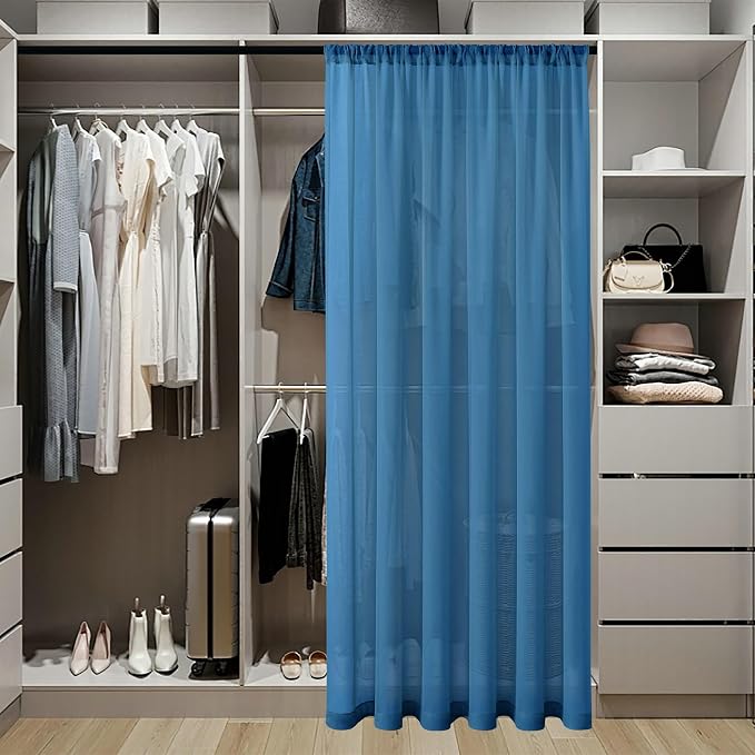 Tollpiz Short Sheer Door Curtains Closet Linen Textured Curtains Sheer Doorway - Image 3