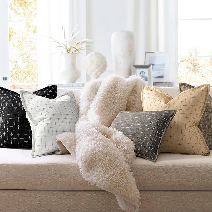 ZWJD Pillow Covers 24x24 Set of 2 Soft Polyester Textured Pillow Covers - Image 6
