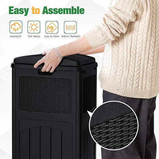 Flamaker 30 Gallon Trash Can, Resin Outdoor Garbage Can - Image 2