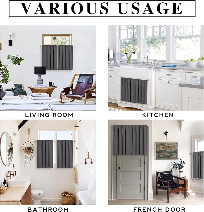 RYB HOME Short Curtains for Living Room Blackout Portable Blinds Shades for - Image 7