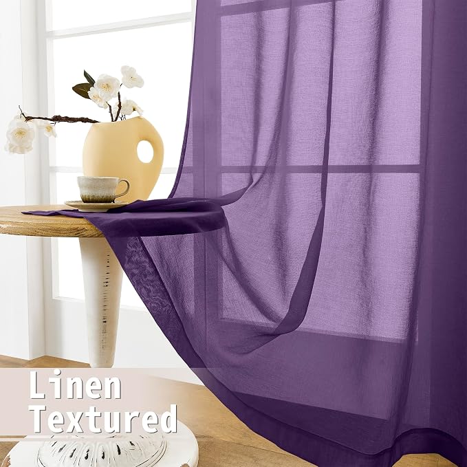 Tollpiz Sheer Door Curtain Closet Linen Textured Curtain Sheers Doorway Light - Image 4