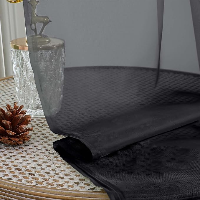 Chyhomenyc Black Sheer Curtains 96 Inches Long 2 Panels, Light Filtering Black - Image 5