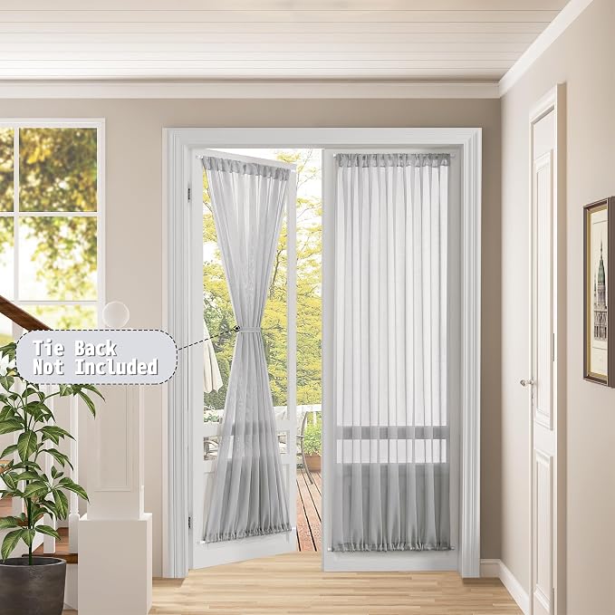 Tollpiz Sheer Curtain Closet Linen Textured Curtain Sheers Doorway Light - Image 2