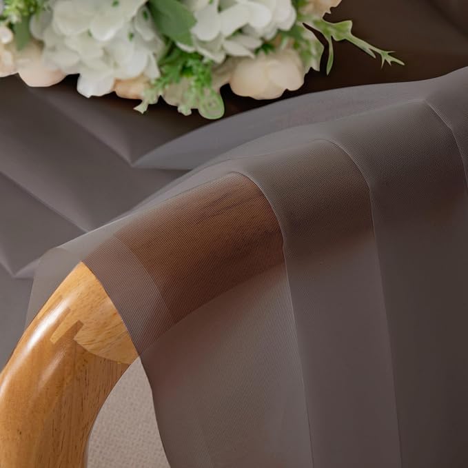 Chyhomenyc Sheer Chocolate Brown Tier Curtains 24 Inch Length, Small Window - Image 9