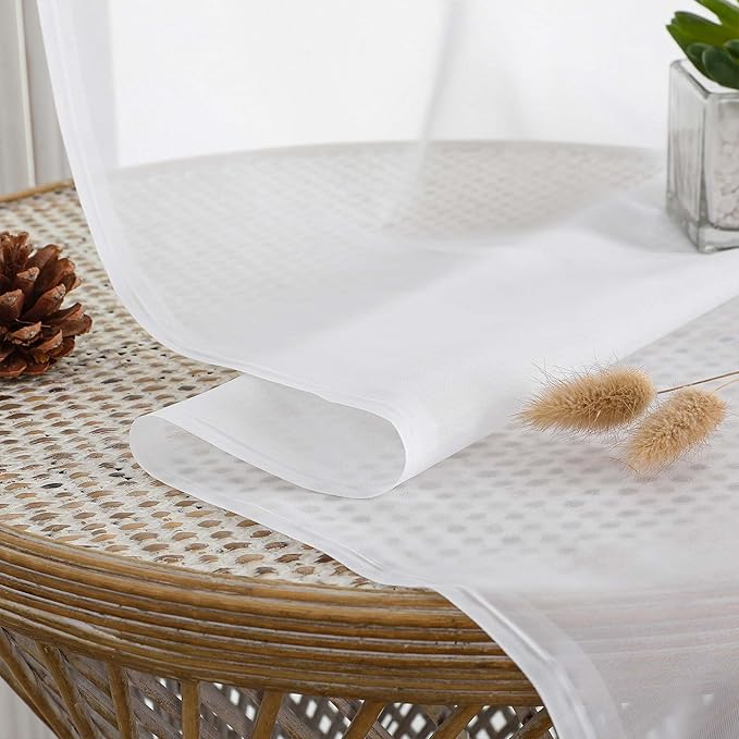 Chyhomenyc White Sheer Curtains 78 Inches Long 2 Panels Set - Image 2