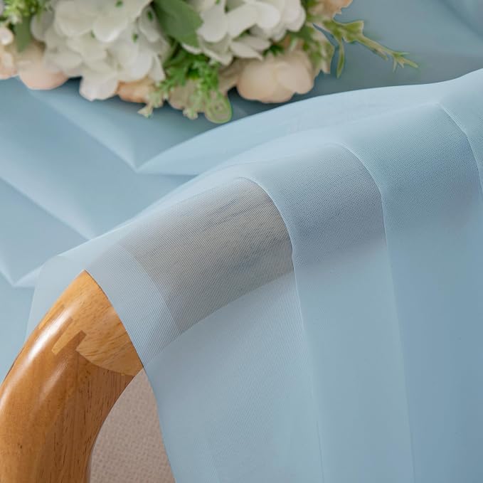 Chyhomenyc Sheer Sky Blue Tier Curtains 24 Inch Length, Small Window Curtains - Image 6