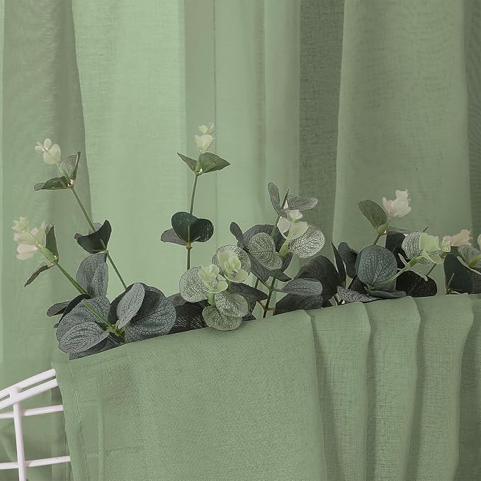 Tollpiz Sheer Tier Curtains Kitchen Linen Textured Half Curtain Sheers Light - Image 6