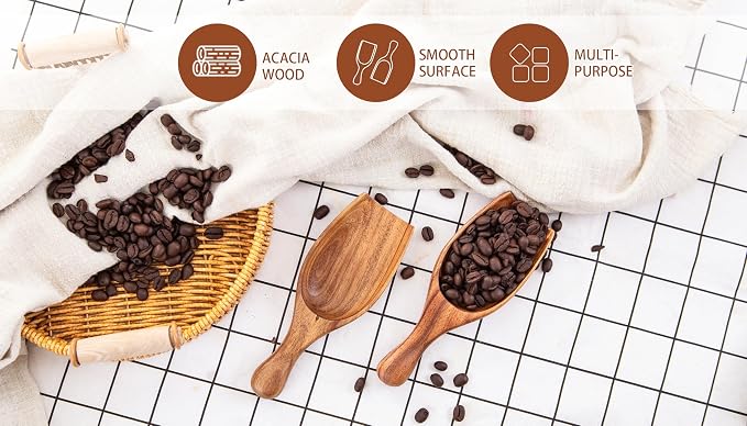Wooden Coffee Scoop, 6.3 Inch Large Ground Coffee Scoop, Acacia Wood Wooden - Image 4