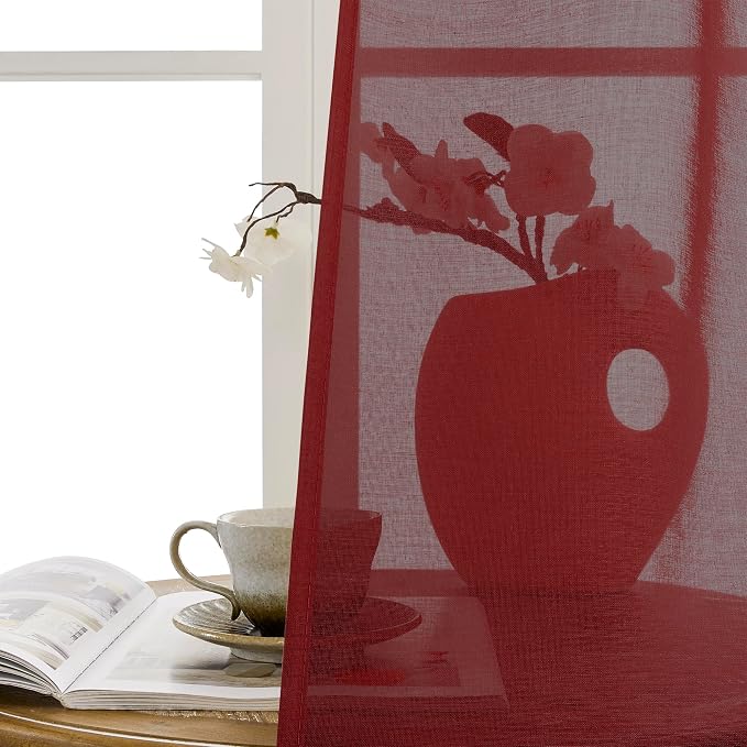 Tollpiz Short Sheer Door Curtain Closet Linen Textured Curtain Sheers Doorway - Image 9