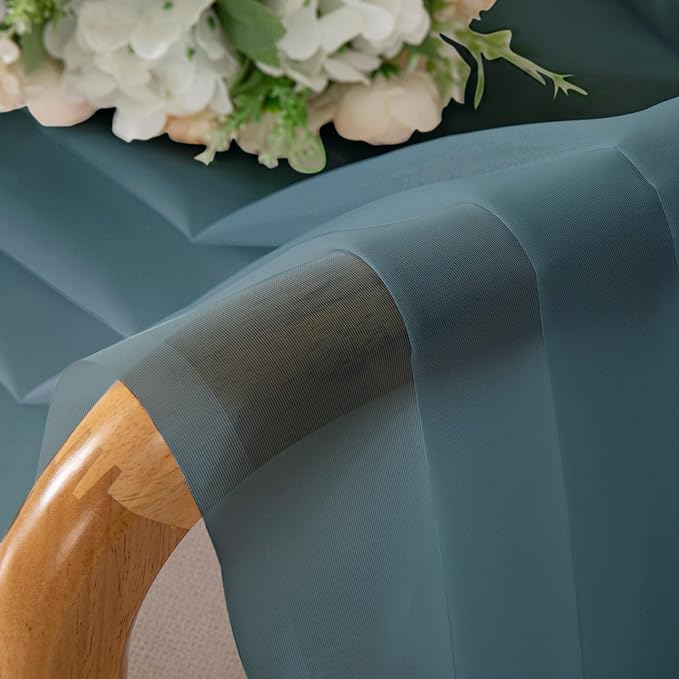 Chyhomenyc Sheer Stone Blue Tier Curtains 24 Inch Length, Small Window Curtains - Image 8
