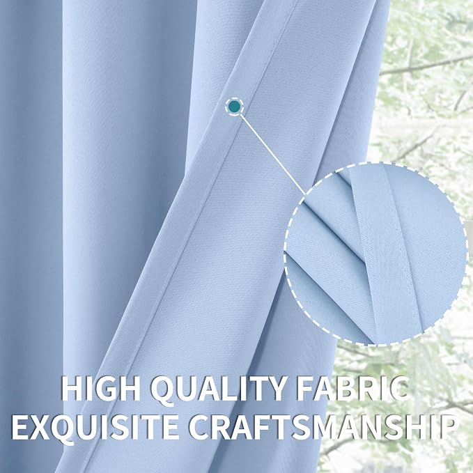 BGment Baby Blue Room Darkening Curtains 63 Inches Long - Image 5