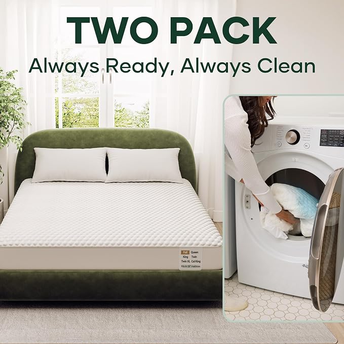 Ohgeni 100% Waterproof Mattress Protector, Queen Size-2 Pack, Fitted Sheet - Image 4