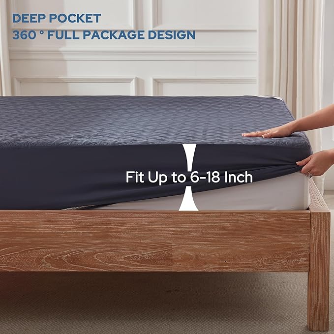 BEDLORE Waterproof Mattress Protector, King Size Noiseless Mattress Pad - Image 4