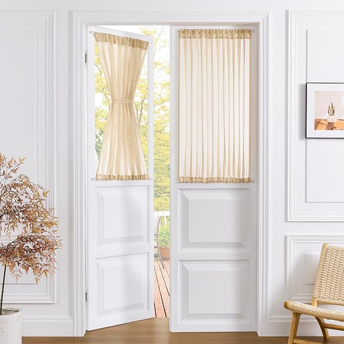 Tollpiz Sheer Door Curtains Closet Linen Textured Curtain Sheers Doorway Light by Tollpiz