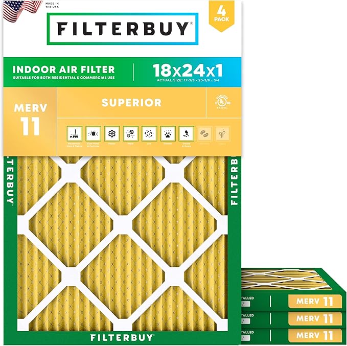 Filterbuy 18x24x1 Air Filter MERV 11 Allergen Defense Replacement, by Filterbuy