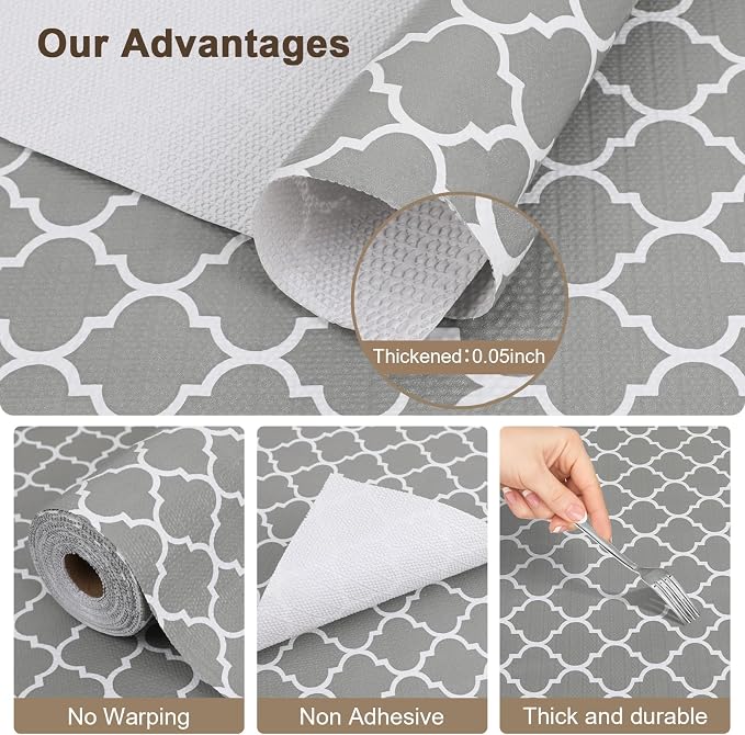 OcePor Non-Adhesive Drawer and Shelf Liner 17.5IN x 20FT，Non Slip Cabinet and - Image 4