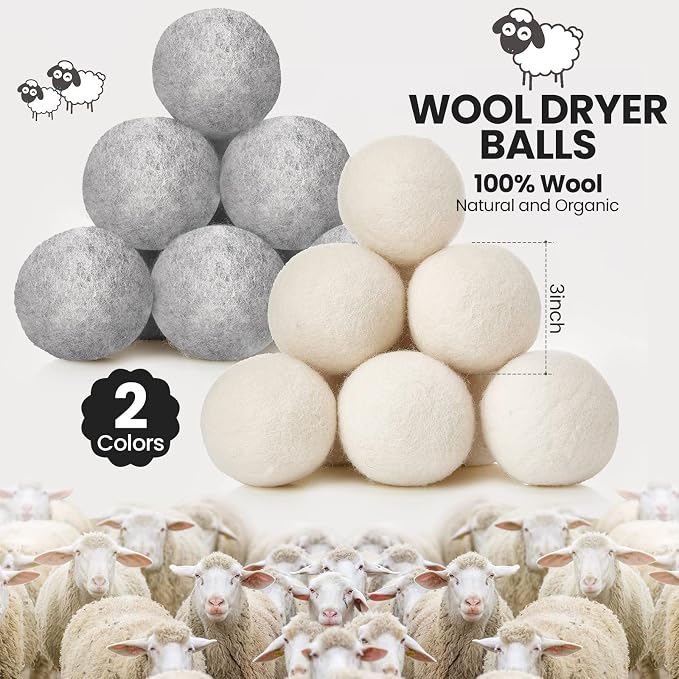 Roowest 56 Pieces Wool Dryer Balls Set 54 Reusable Wool Balls - Image 2